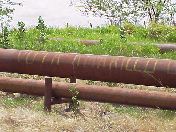 Old election slogan on pipeline