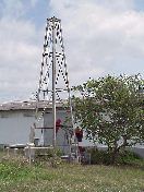 Little pumpjack outside National Oilwell shop - at entrance to Escuela Anaco